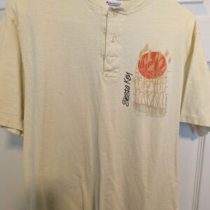 Hanes Men’s Light Yellow Siesta Key Graphic Henley